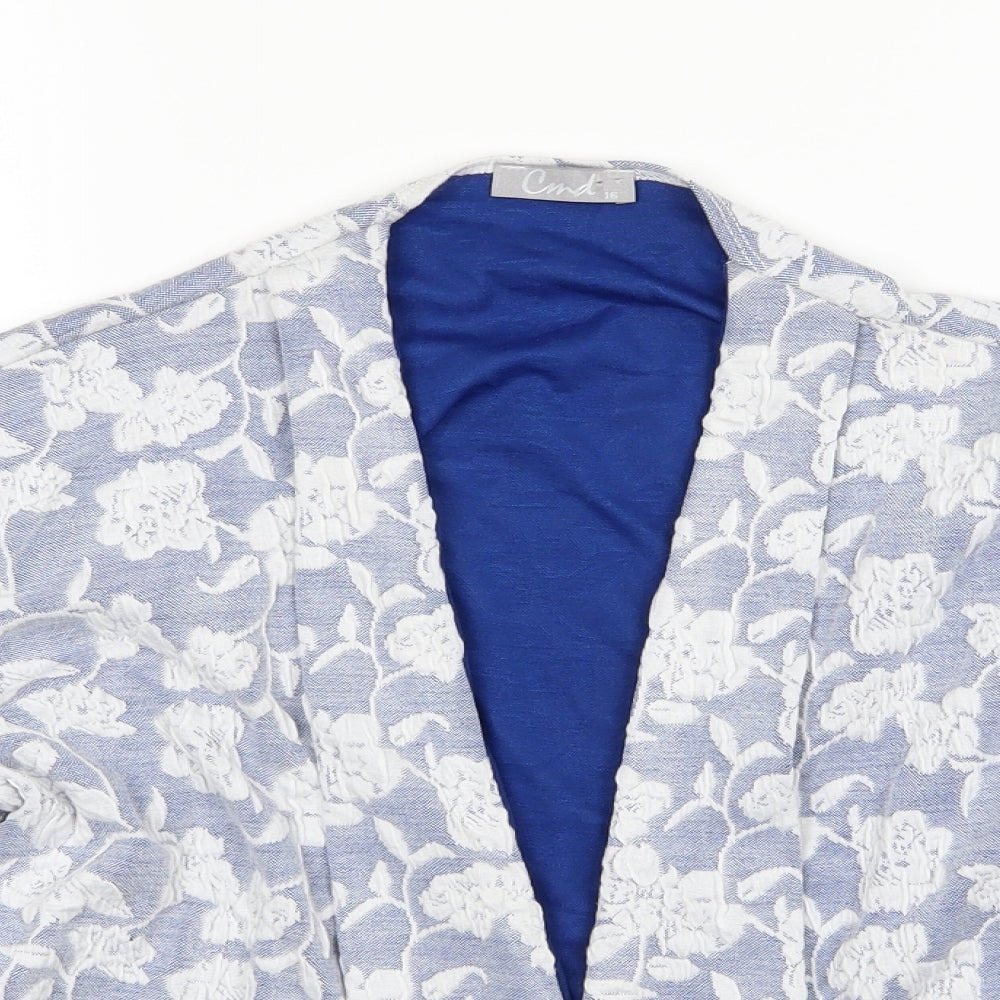 CMD Womens Blue Floral  Jacket Blazer Size 16