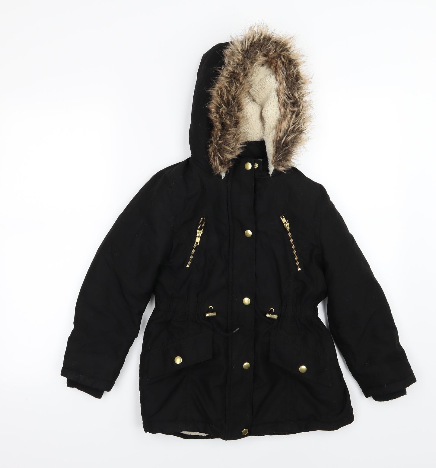 George Girls Black   Parka Jacket Size 7-8 Years