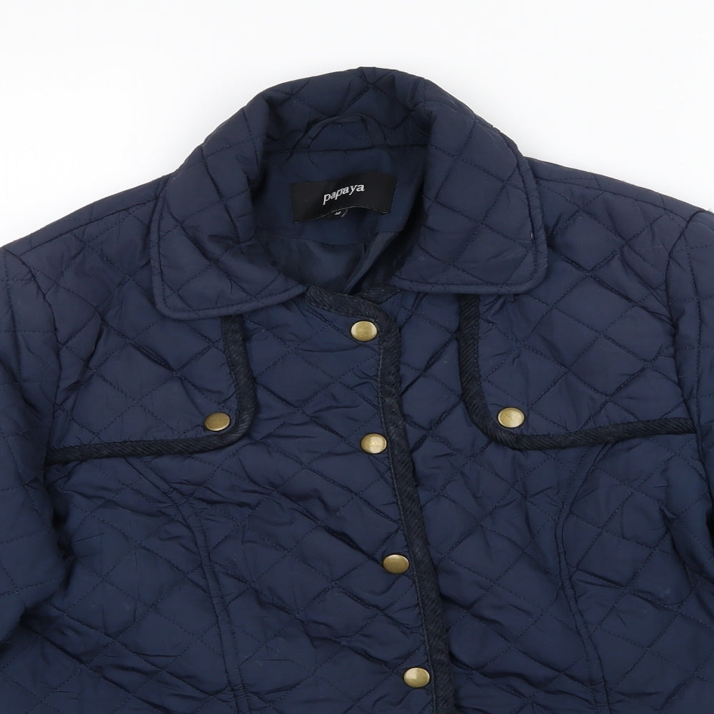 Papaya Womens Blue Argyle/Diamond  Overcoat Coat Size 14