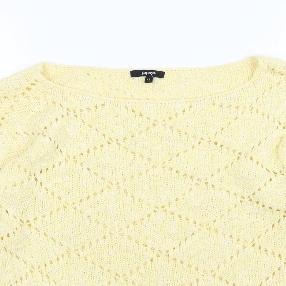 Papaya Womens Yellow Argyle/Diamond Knit Pullover Jumper Size 12