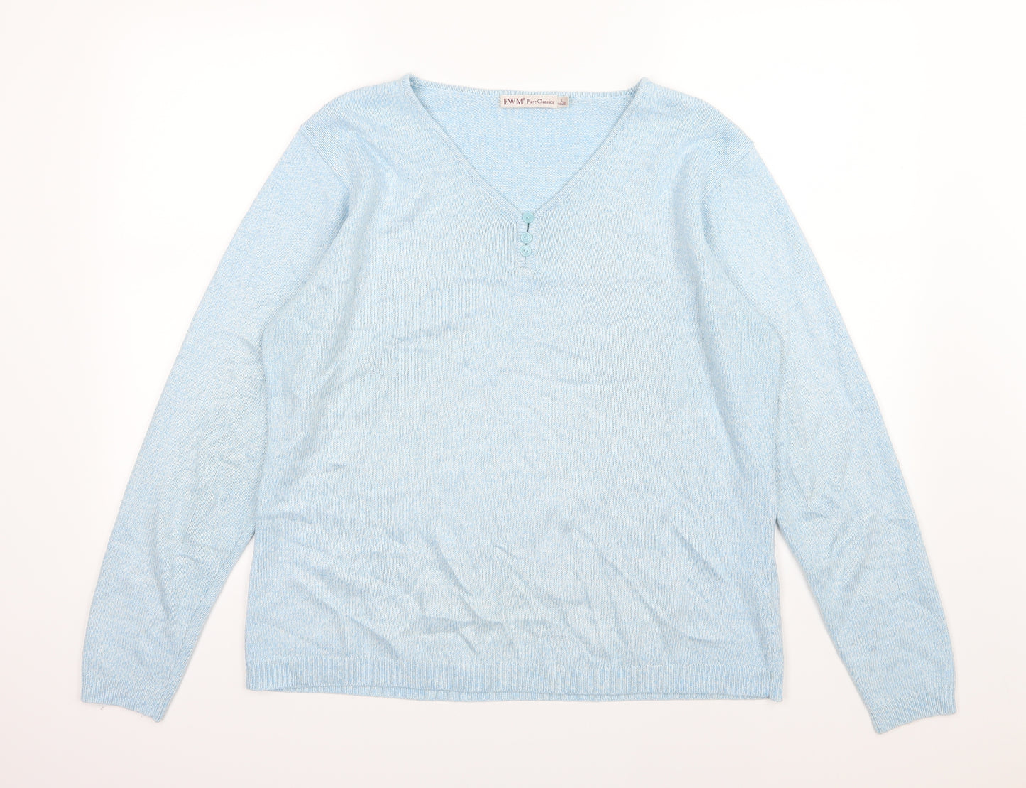 EWM Womens Blue  Knit Pullover Jumper Size 18