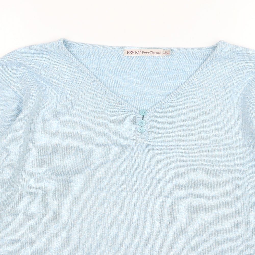 EWM Womens Blue  Knit Pullover Jumper Size 18