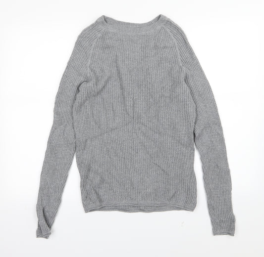 Front view of Primark men’s grey knit jumper, size XS