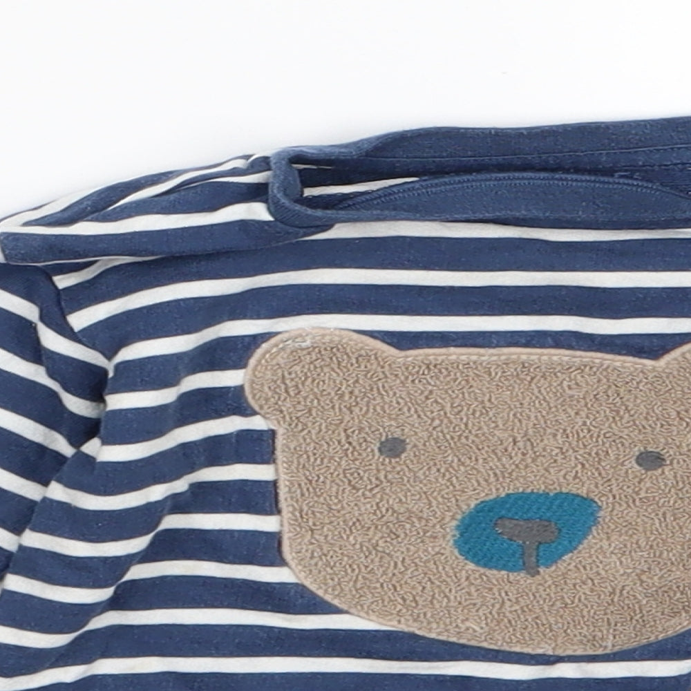 Marks and Spencer Boys Blue Striped Jersey Basic T-Shirt Size 18-24 Months  - Bear