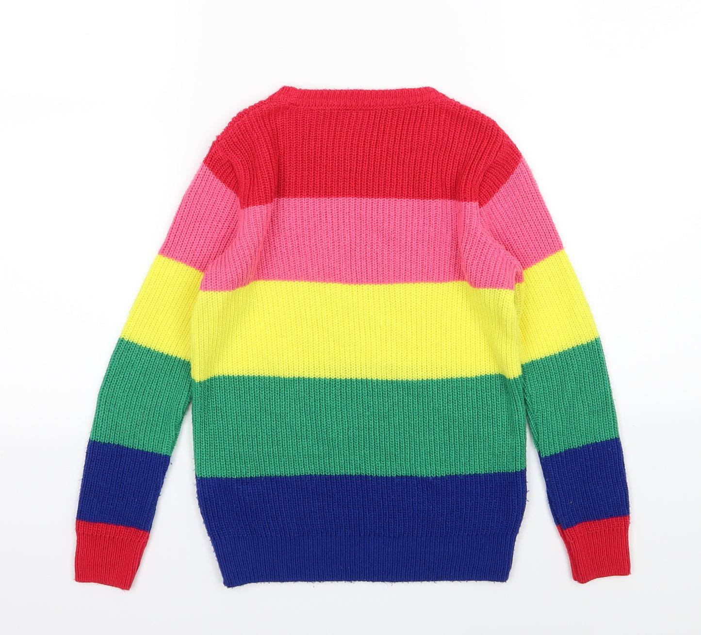 F&F Girls Multicoloured Striped Knit Pullover Jumper Size 7-8 Years