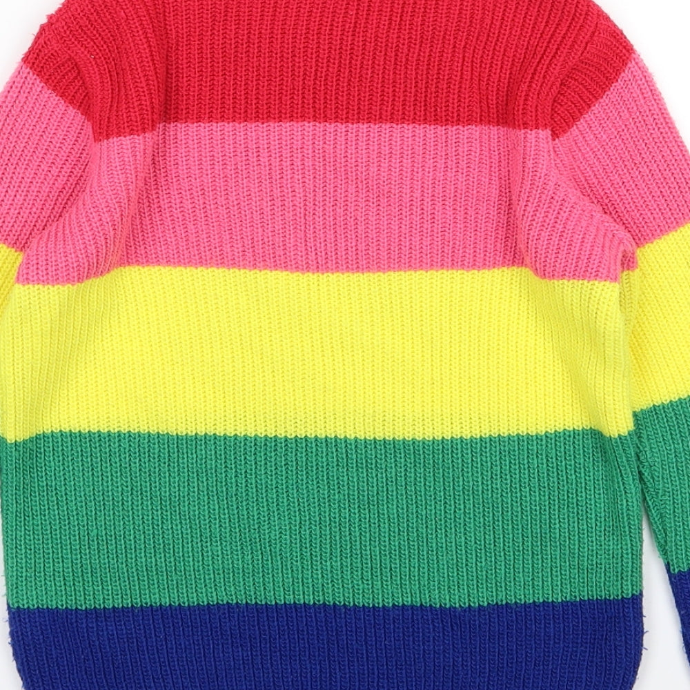 F&F Girls Multicoloured Striped Knit Pullover Jumper Size 7-8 Years