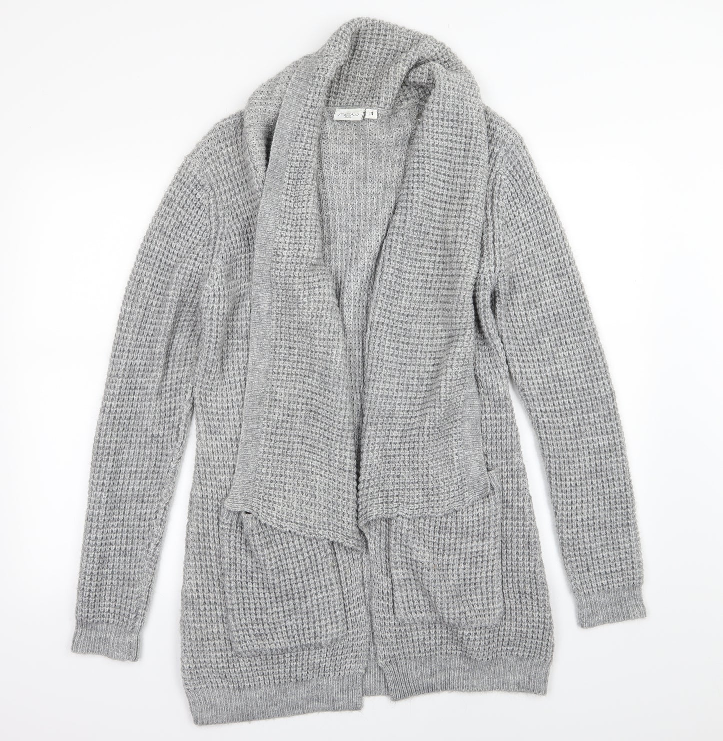 New Look Womens Grey  Knit Cardigan Jumper Size 14