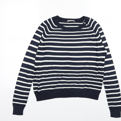 TU Womens Blue Striped Knit Pullover Jumper Size 8