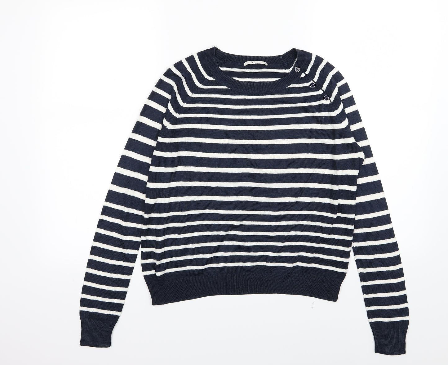 TU Womens Blue Striped Knit Pullover Jumper Size 8