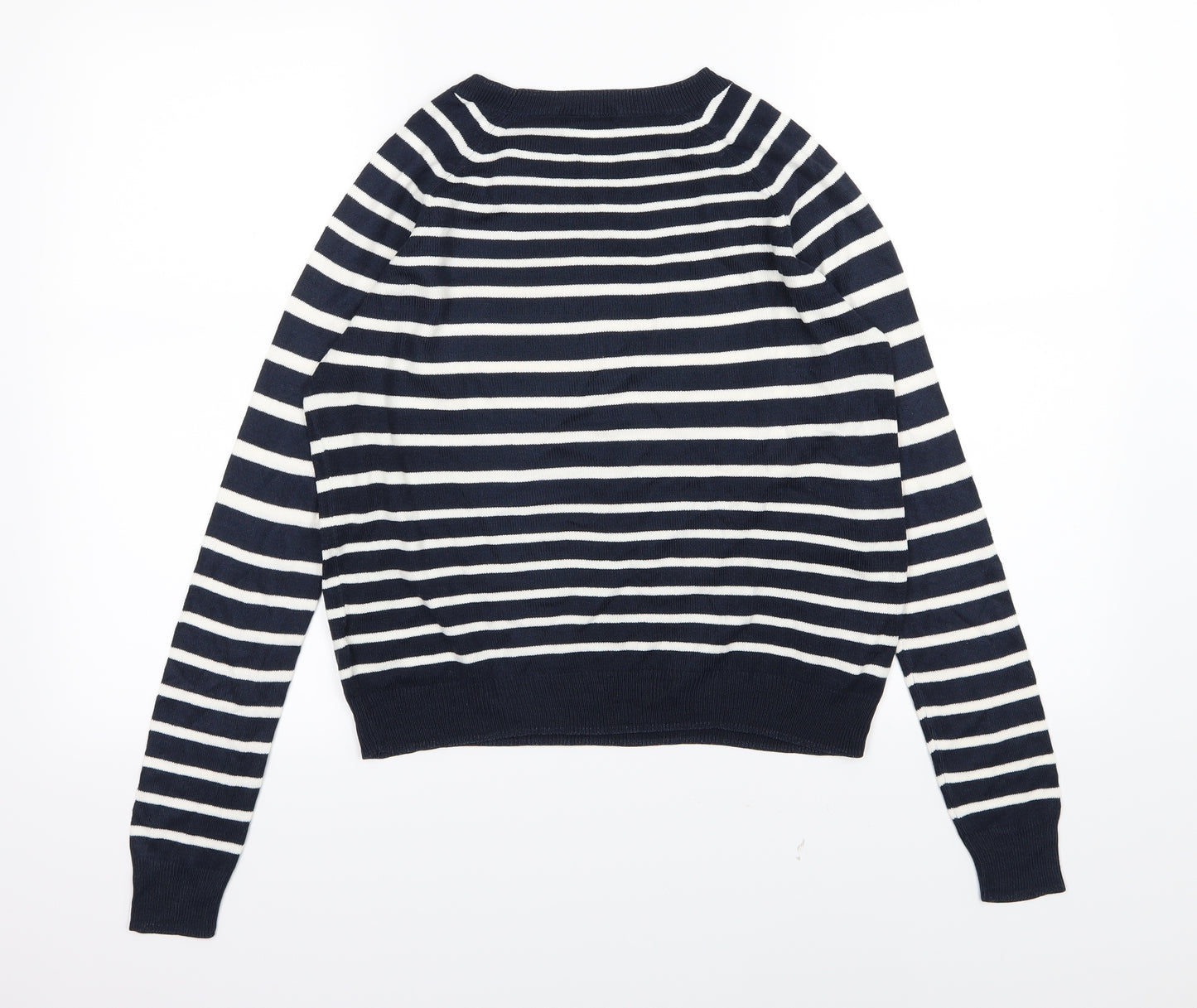 TU Womens Blue Striped Knit Pullover Jumper Size 8