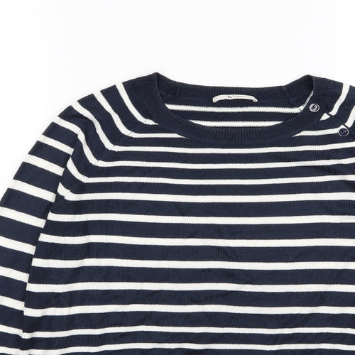 TU Womens Blue Striped Knit Pullover Jumper Size 8