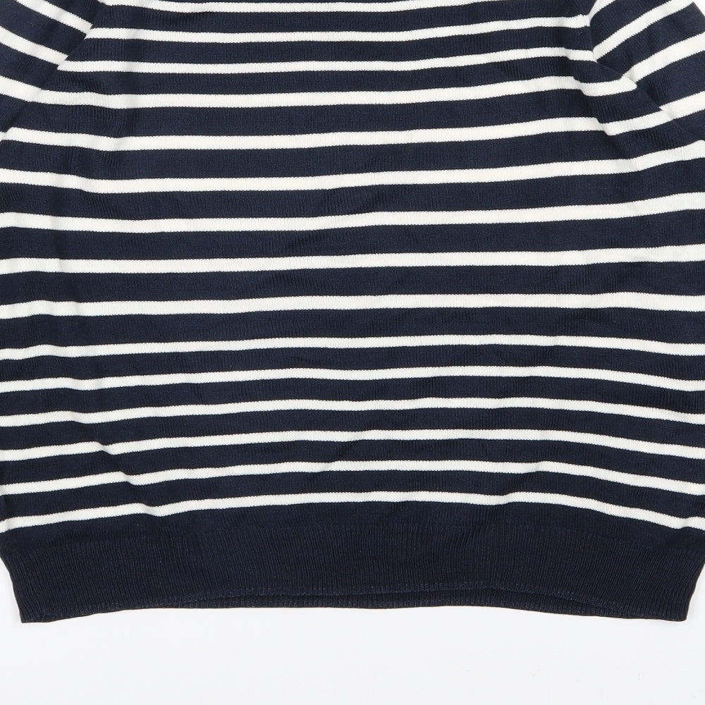 TU Womens Blue Striped Knit Pullover Jumper Size 8