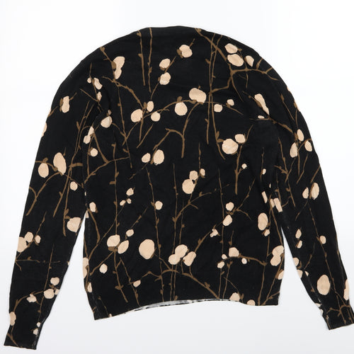 Warehouse Womens Black Floral Knit Pullover Jumper Size 12