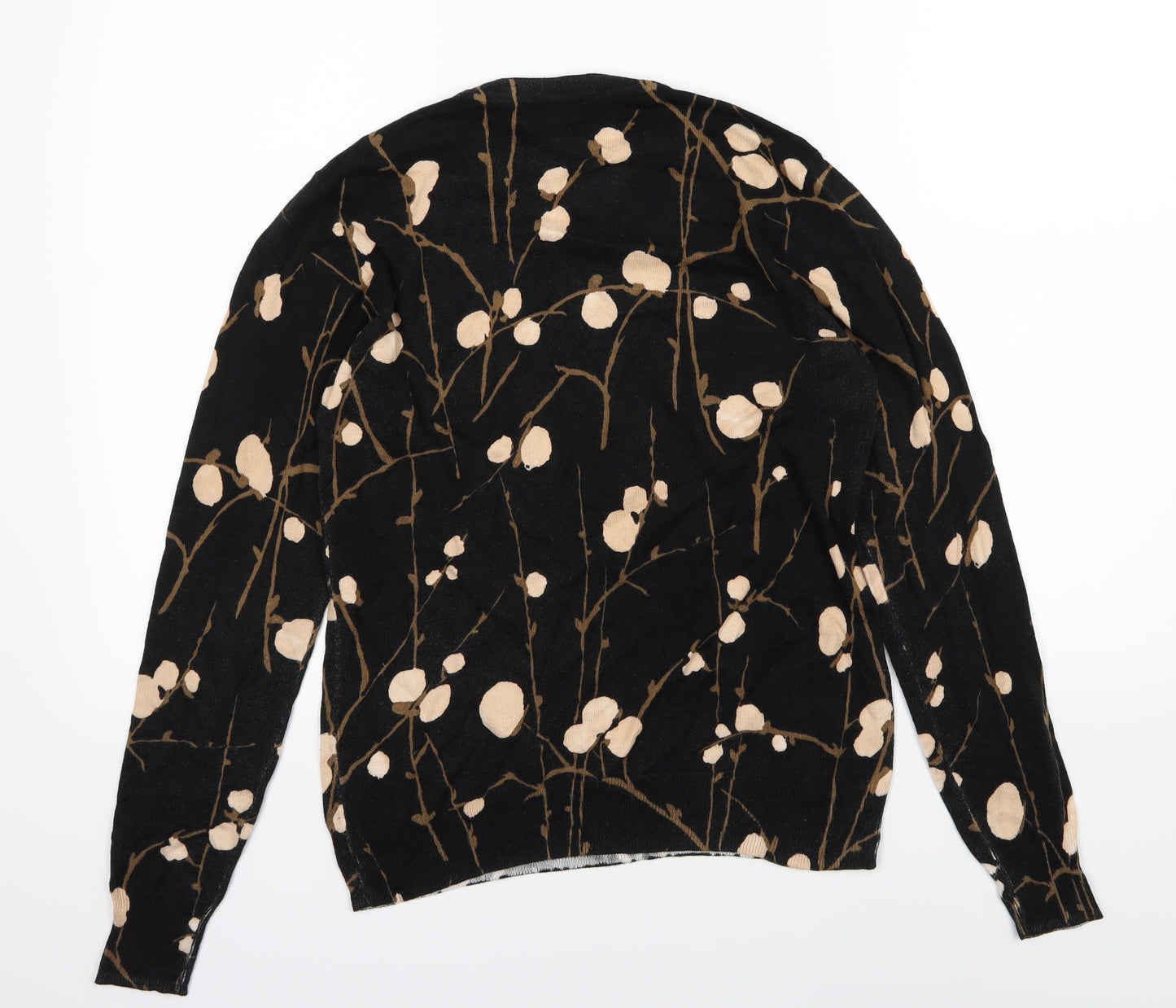 Warehouse Womens Black Floral Knit Pullover Jumper Size 12