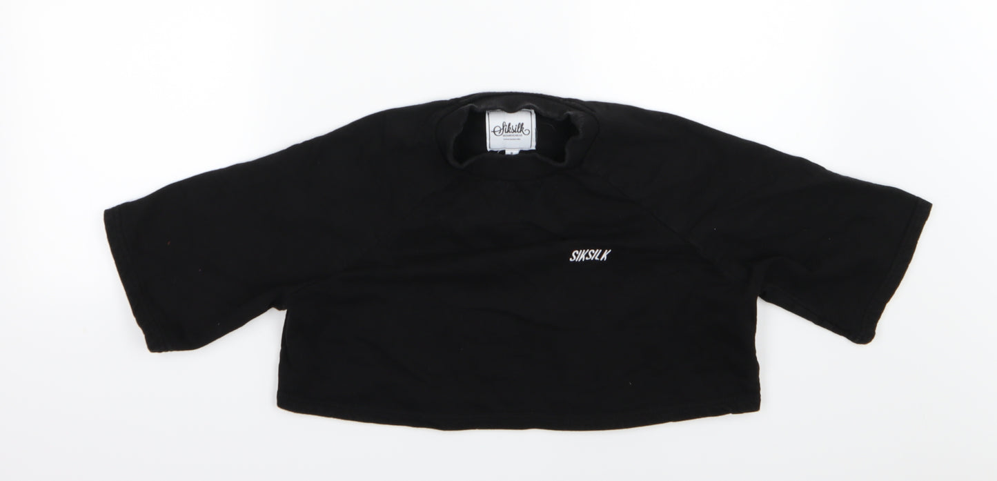 SikSilk Womens Black  Jersey Cropped T-Shirt Size 8