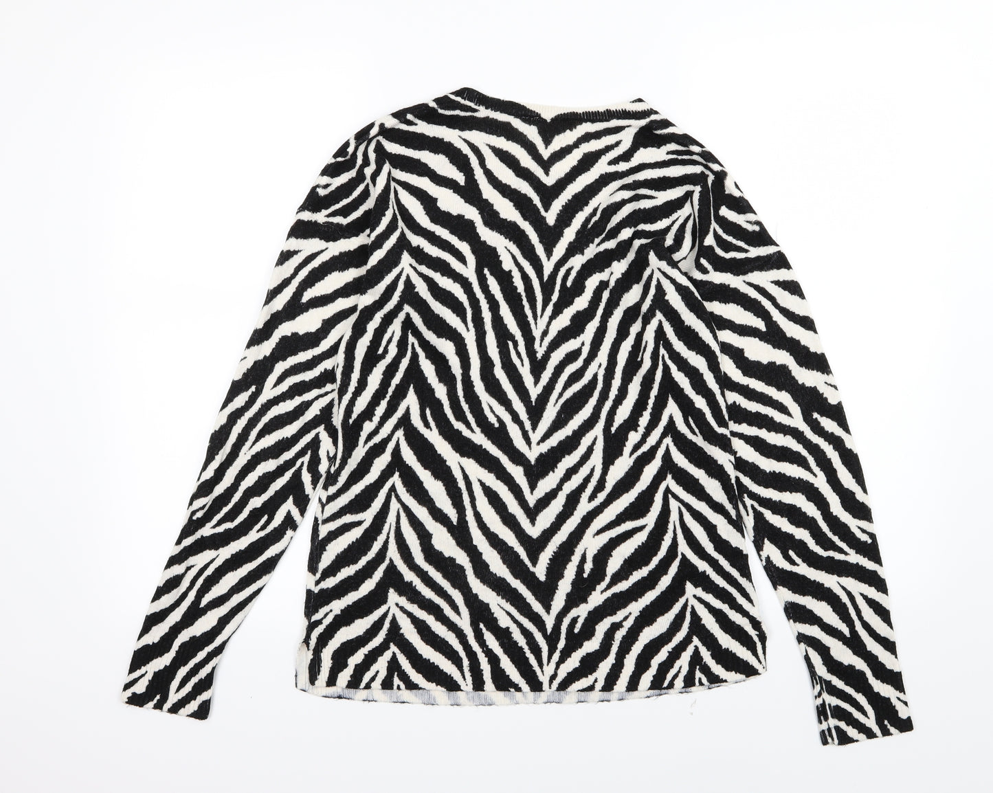 Pep&Co Womens White Animal Print Knit Pullover Jumper Size 10  - Zebra