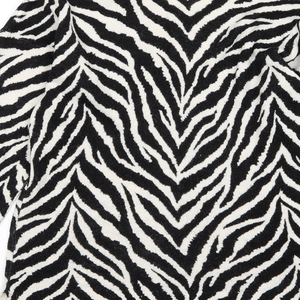 Pep&Co Womens White Animal Print Knit Pullover Jumper Size 10  - Zebra