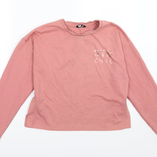 F&F Womens Pink  Jersey Pullover Sweatshirt Size S  - Gym Chic