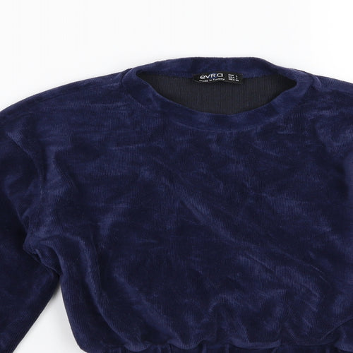 Evra Womens Blue  Corduroy Pullover Sweatshirt Size L