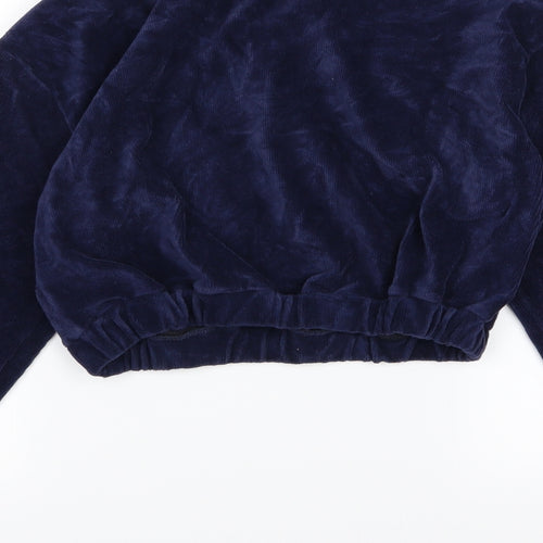 Evra Womens Blue  Corduroy Pullover Sweatshirt Size L