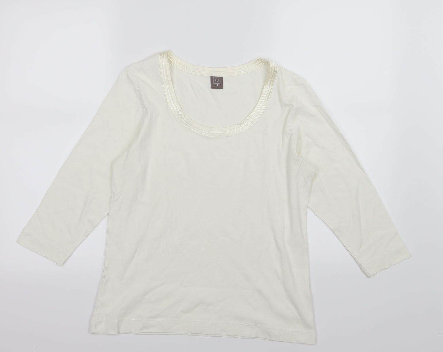 TU Womens Ivory  Jersey Basic T-Shirt Size 14