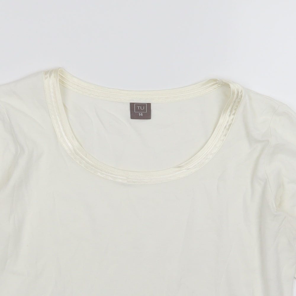 TU Womens Ivory  Jersey Basic T-Shirt Size 14