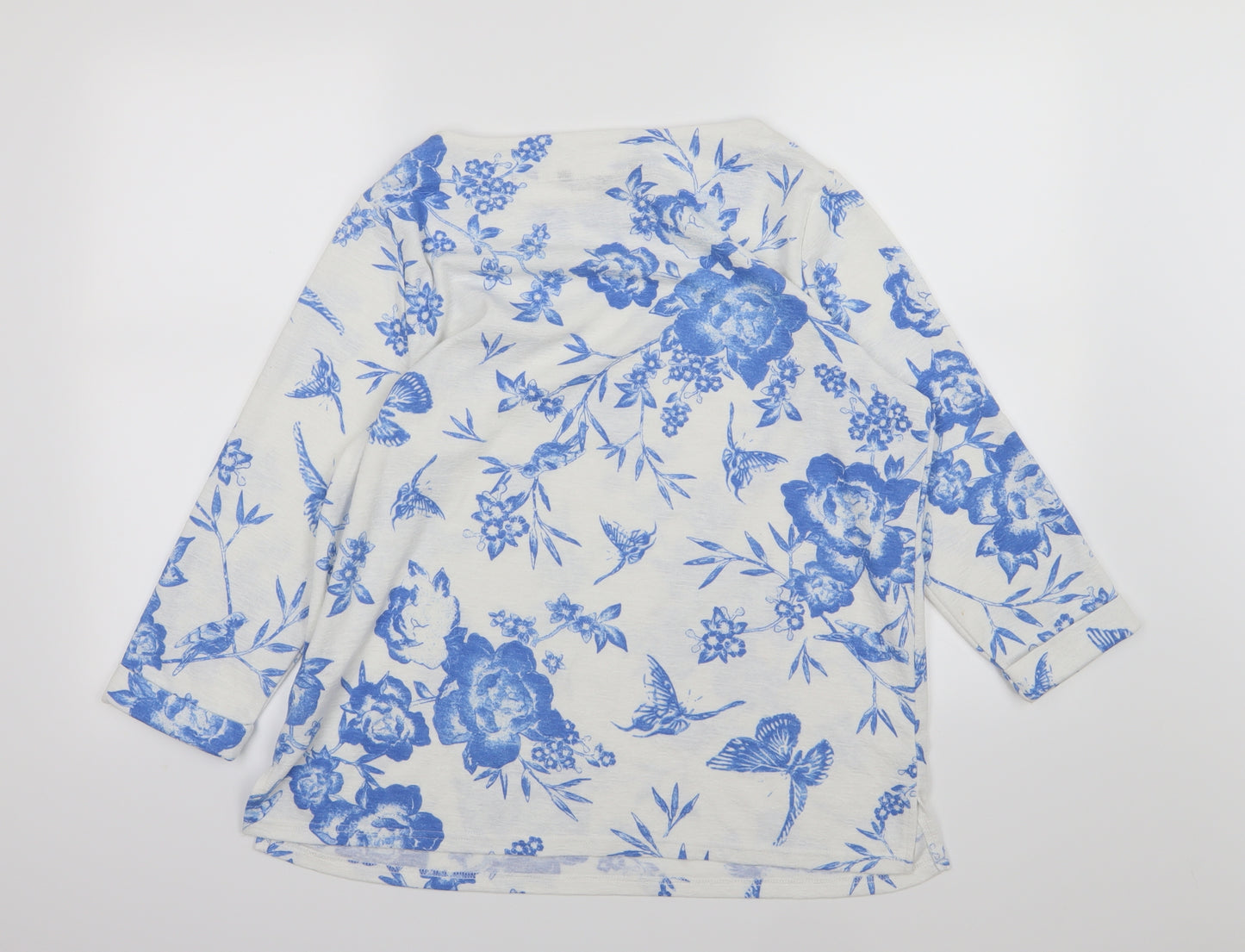 Bonmarché Womens White Floral Jersey Basic T-Shirt Size 16