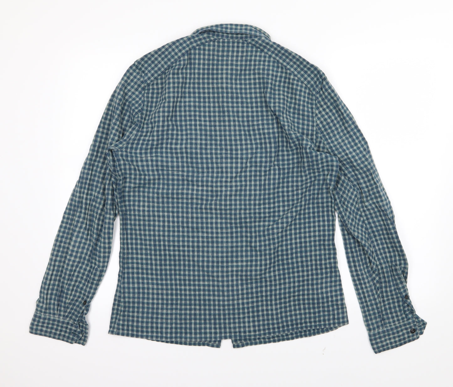 Label Lab Mens Blue Striped Woven  Button-Up Size M