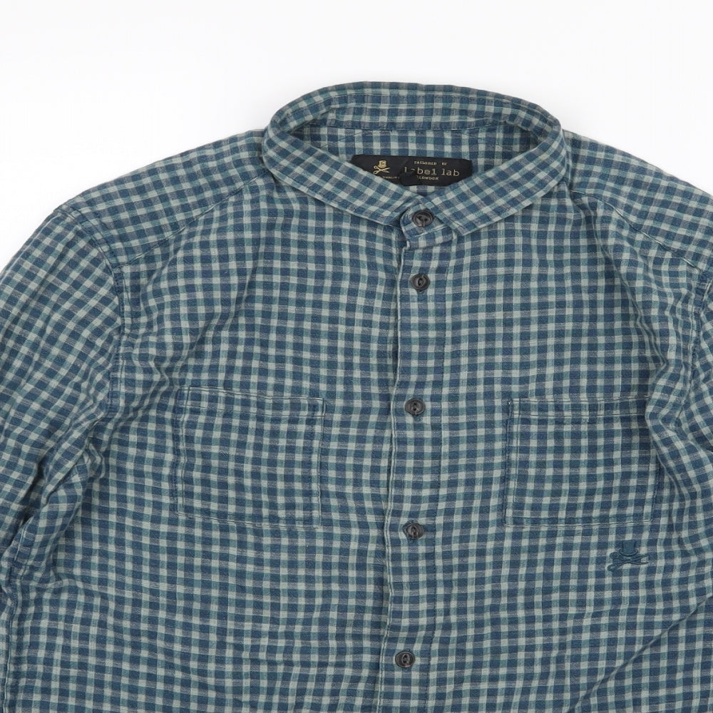 Label Lab Mens Blue Striped Woven  Button-Up Size M