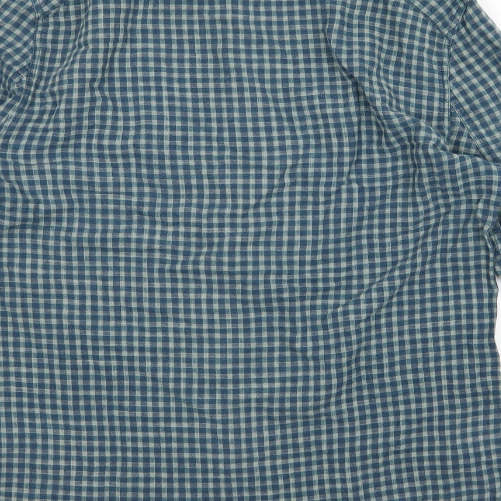 Label Lab Mens Blue Striped Woven  Button-Up Size M
