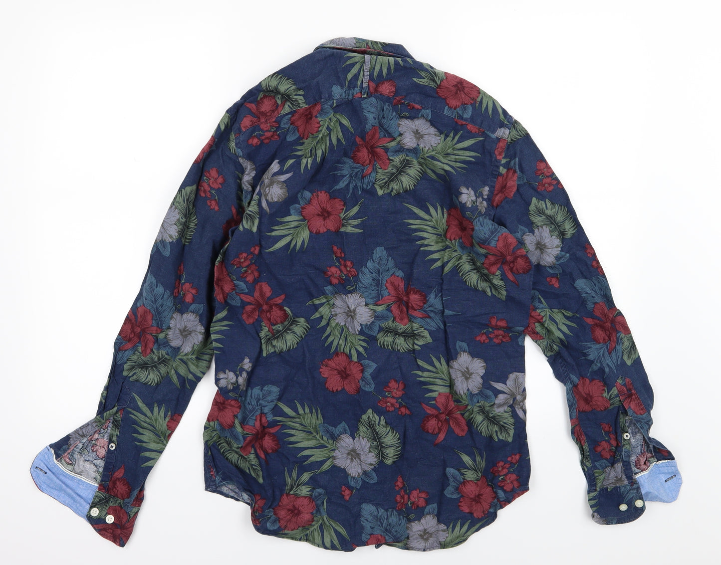 Banana Republic Mens Blue Floral Woven  Button-Up Size S