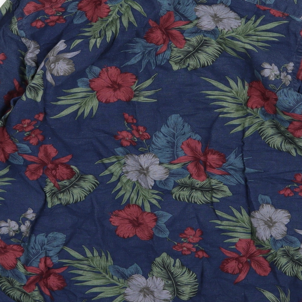 Banana Republic Mens Blue Floral Woven  Button-Up Size S