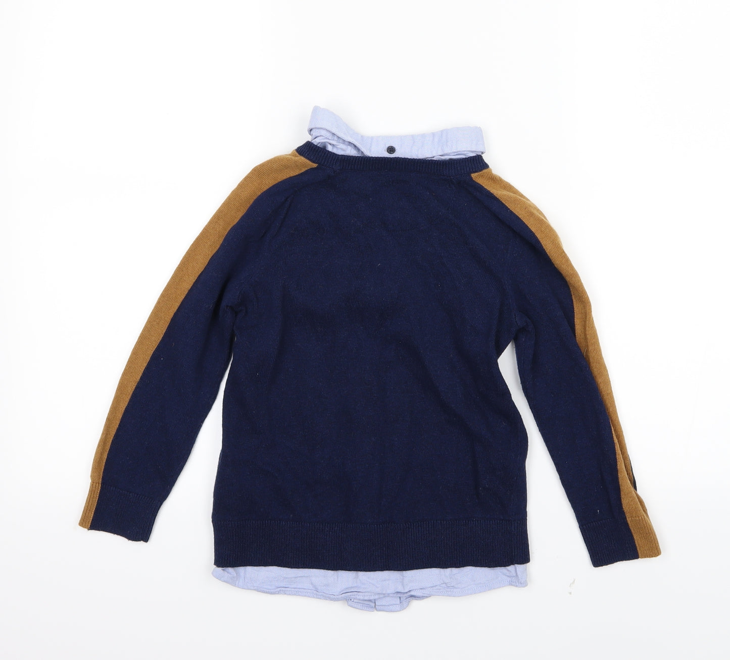 Jasper Conran Boys Blue Striped Knit Pullover Jumper Size 7-8 Years