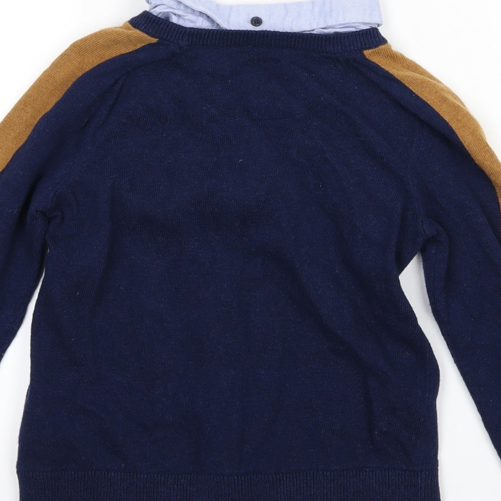 Jasper Conran Boys Blue Striped Knit Pullover Jumper Size 7-8 Years
