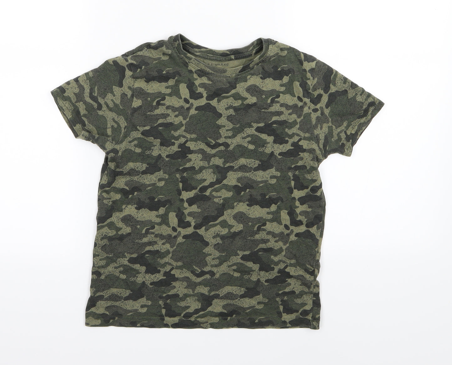 Primark Boys Green Camouflage Jersey Basic T-Shirt Size 8-9 Years