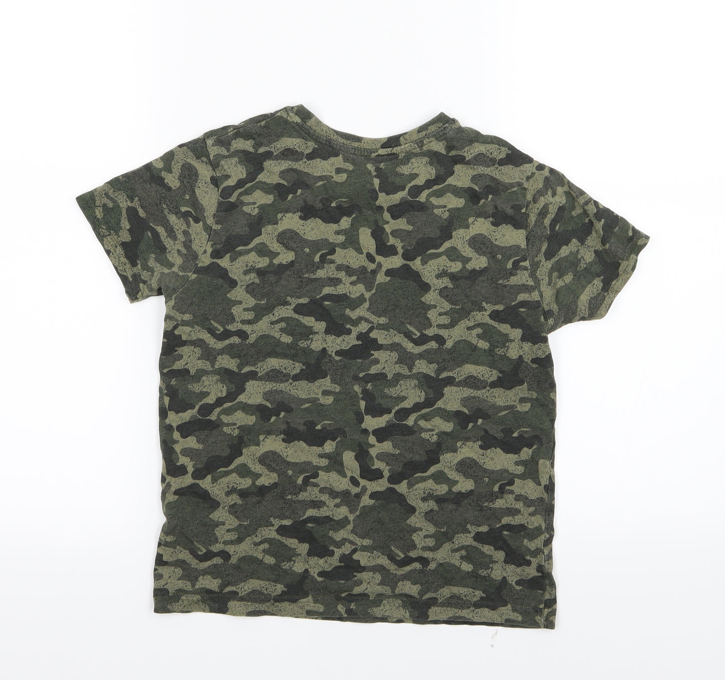 Primark Boys Green Camouflage Jersey Basic T-Shirt Size 8-9 Years