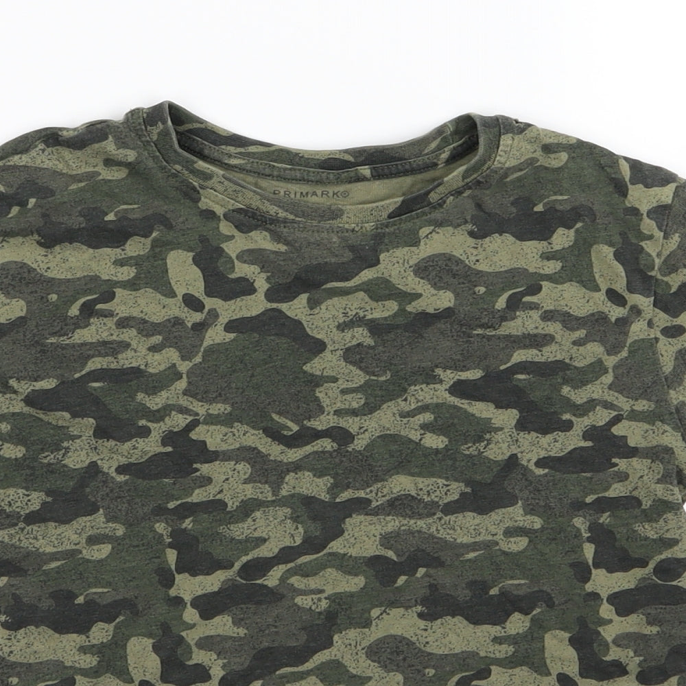 Primark Boys Green Camouflage Jersey Basic T-Shirt Size 8-9 Years