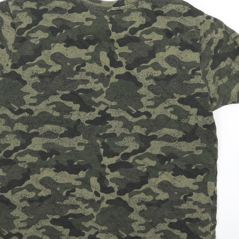 Primark Boys Green Camouflage Jersey Basic T-Shirt Size 8-9 Years