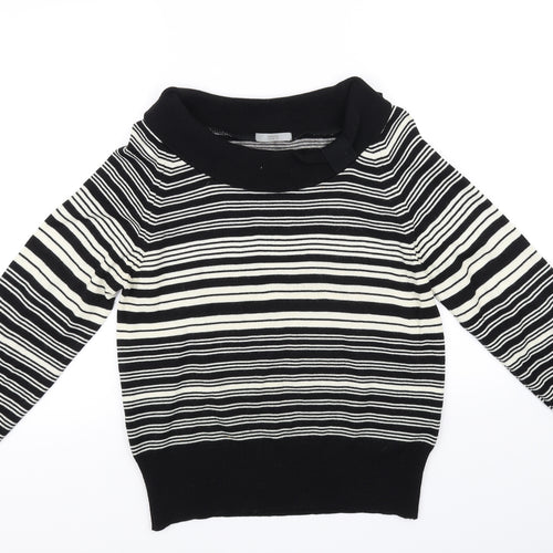 Marks and Spencer Womens Black Striped  Pullover Jumper Size 16