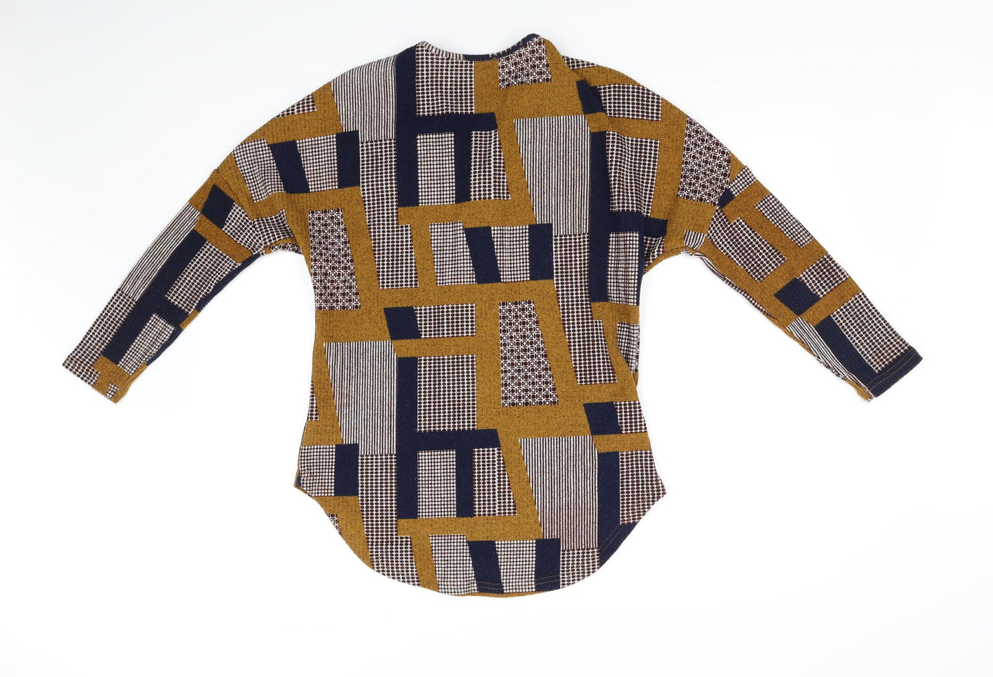 Klass Womens Yellow Geometric  A-Line  Size S
