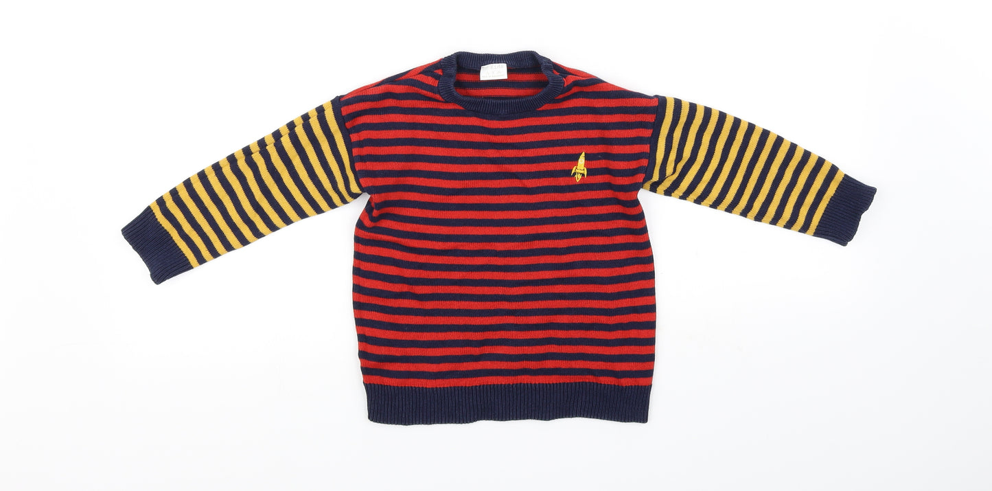 F&F Boys Blue Striped  Pullover Jumper Size 2-3 Years