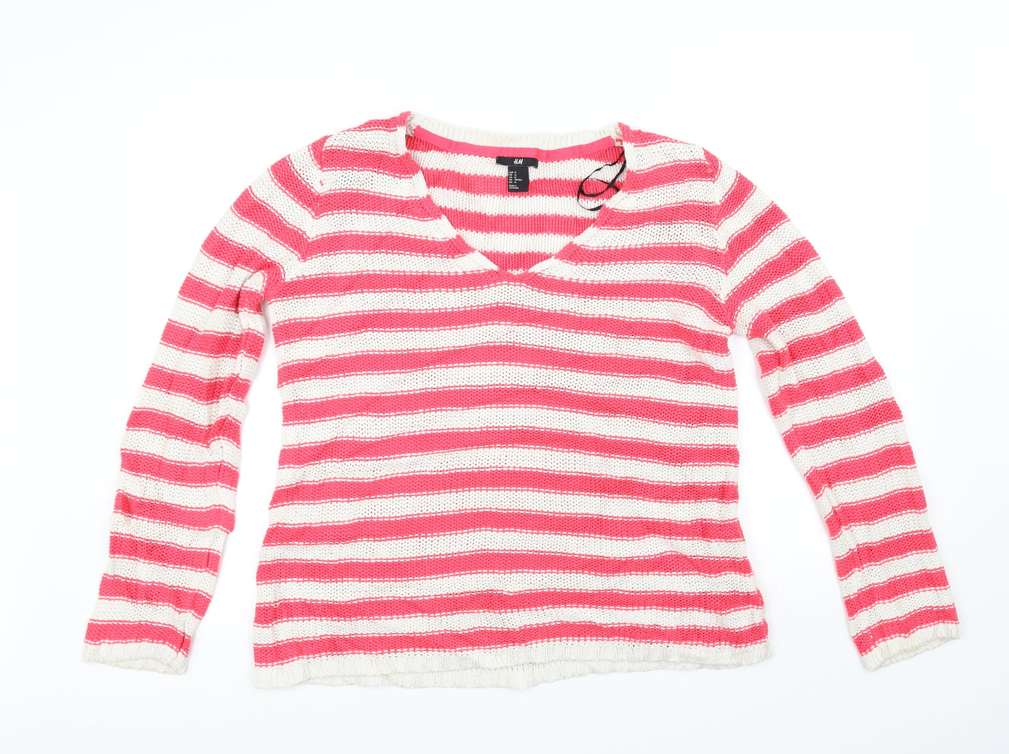 H&M Womens Red Striped  Pullover Jumper Size M
