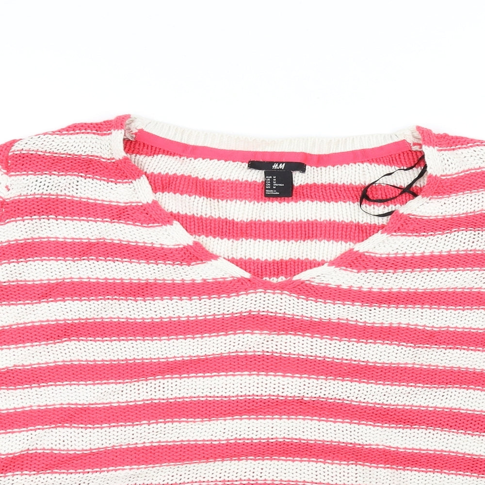H&M Womens Red Striped  Pullover Jumper Size M