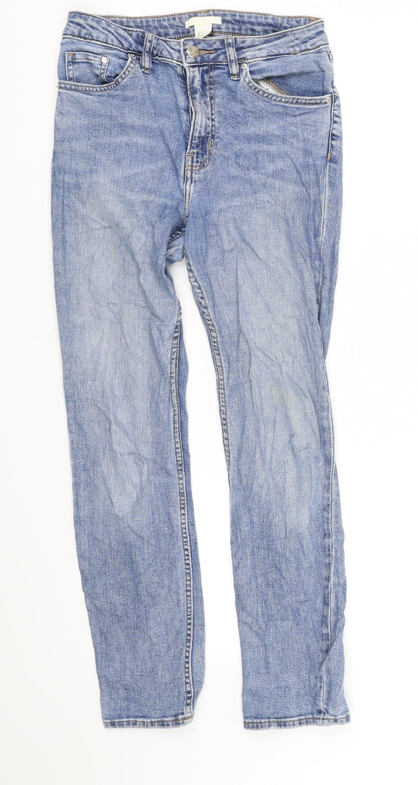 H&M Womens Blue   Straight Jeans Size 8 L28 in - grass stain washable