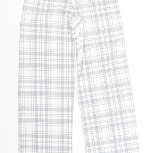Boohoo Womens White Check  Trousers  Size 8 L32 in