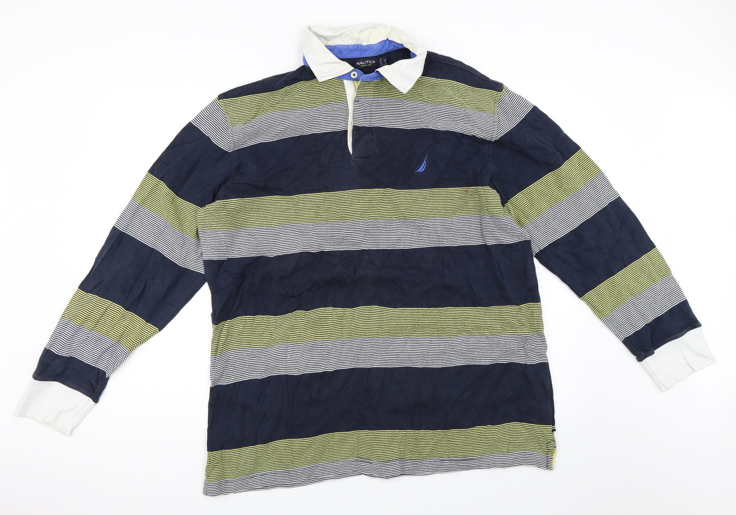 Nautica Mens Blue Striped  Pullover Sweatshirt Size XL