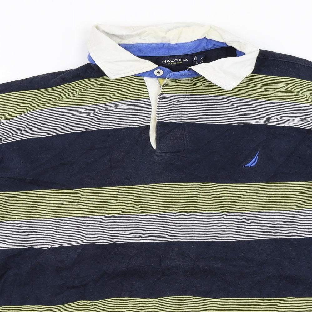Nautica Mens Blue Striped  Pullover Sweatshirt Size XL