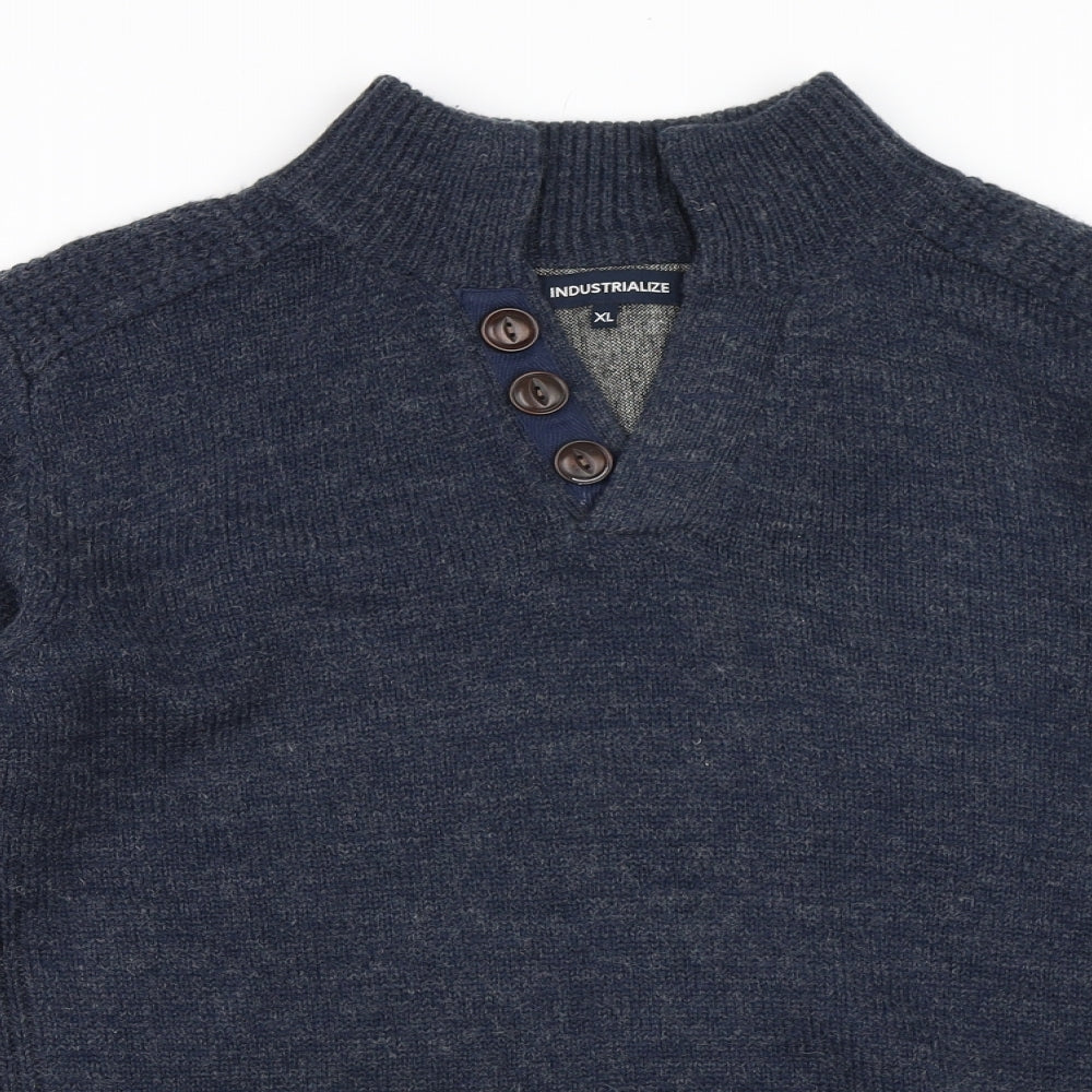 Industrialize Mens Blue   Henley Jumper Size XL