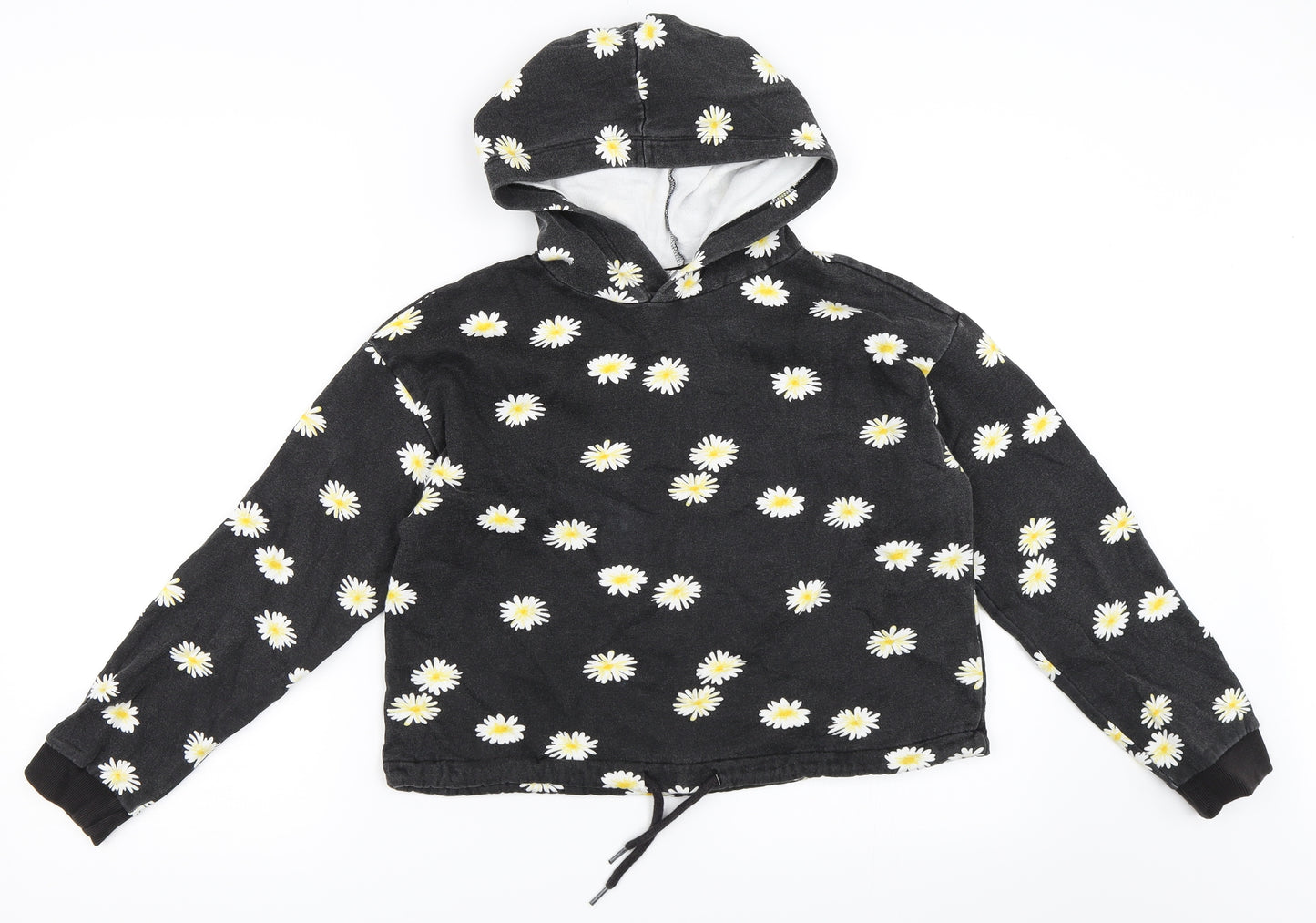 H&M Girls Grey Floral  Pullover Hoodie Size 12-13 Years
