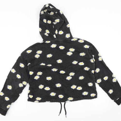 H&M Girls Grey Floral  Pullover Hoodie Size 12-13 Years